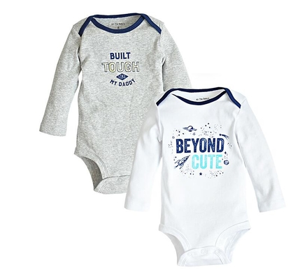 Bodysuit van de de Jongens Witte Grijze Lange Koker van de douanebaby met Brief in Borstdruk