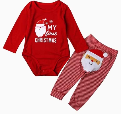 Kerstmis Organische de Katoenen Pasgeboren Lange Kokerbaby 2 van Onesies PC-Giftreeks
