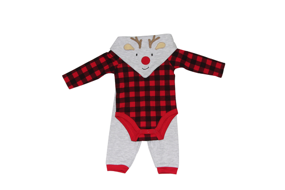 De unisex- Pasgeboren Baby kleedt Kerstmisuitrusting van de Babyjongen 3 Stukken Geplaatst Rode Kleur